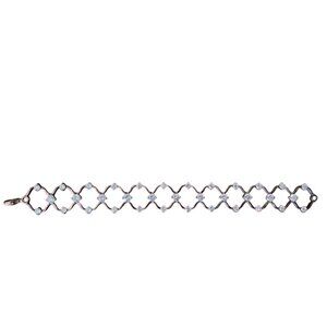 Cz Diamond & sterling Silver Tennis Bracelet 7" Elegant Lattice Design